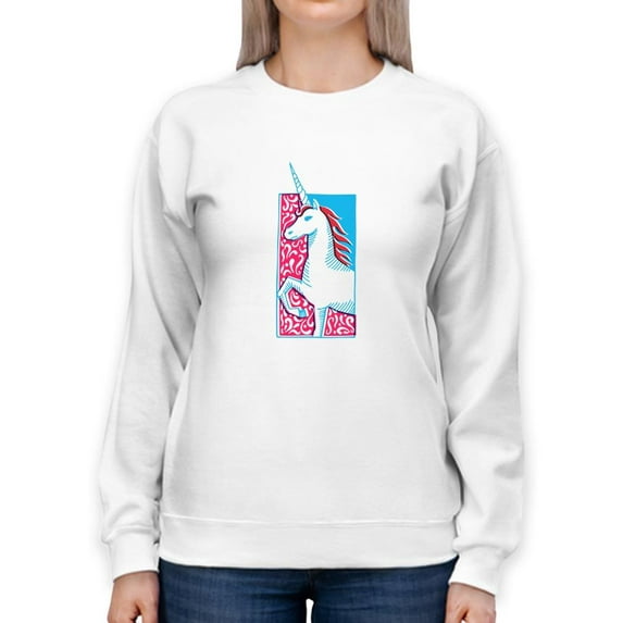 Unicorn Stencil Art Sweatshirt Women -Image by Shutterstock, Female Large