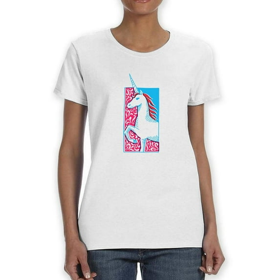 Unicorn Stencil Art T-Shirt Women -Image by Shutterstock, Female Medium
