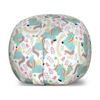 Character bean bag pouf white unicorn top