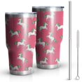 Unicorn and Stripe Pink Pattern 30oz Insulated Stainless Steel Tumbler ...