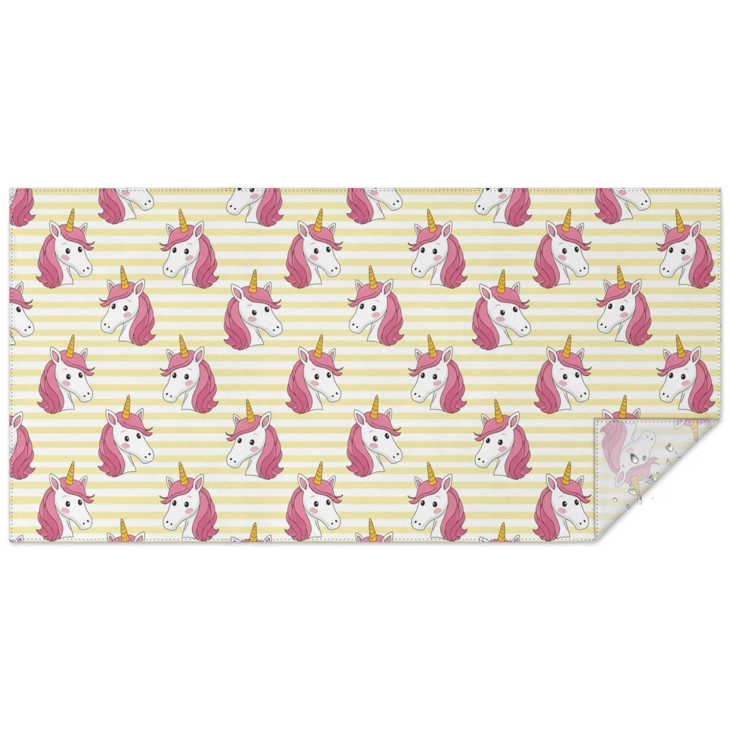 Unicorn and Stripe Yellow Pattern Waterproof Tablecloth, Rectangular ...