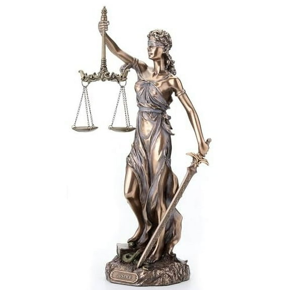 Unicorn Studio WU76457A4 Cardinal Virtues Our Lady of Justice Statue, 12-inch High, Cold Cast Bronze
