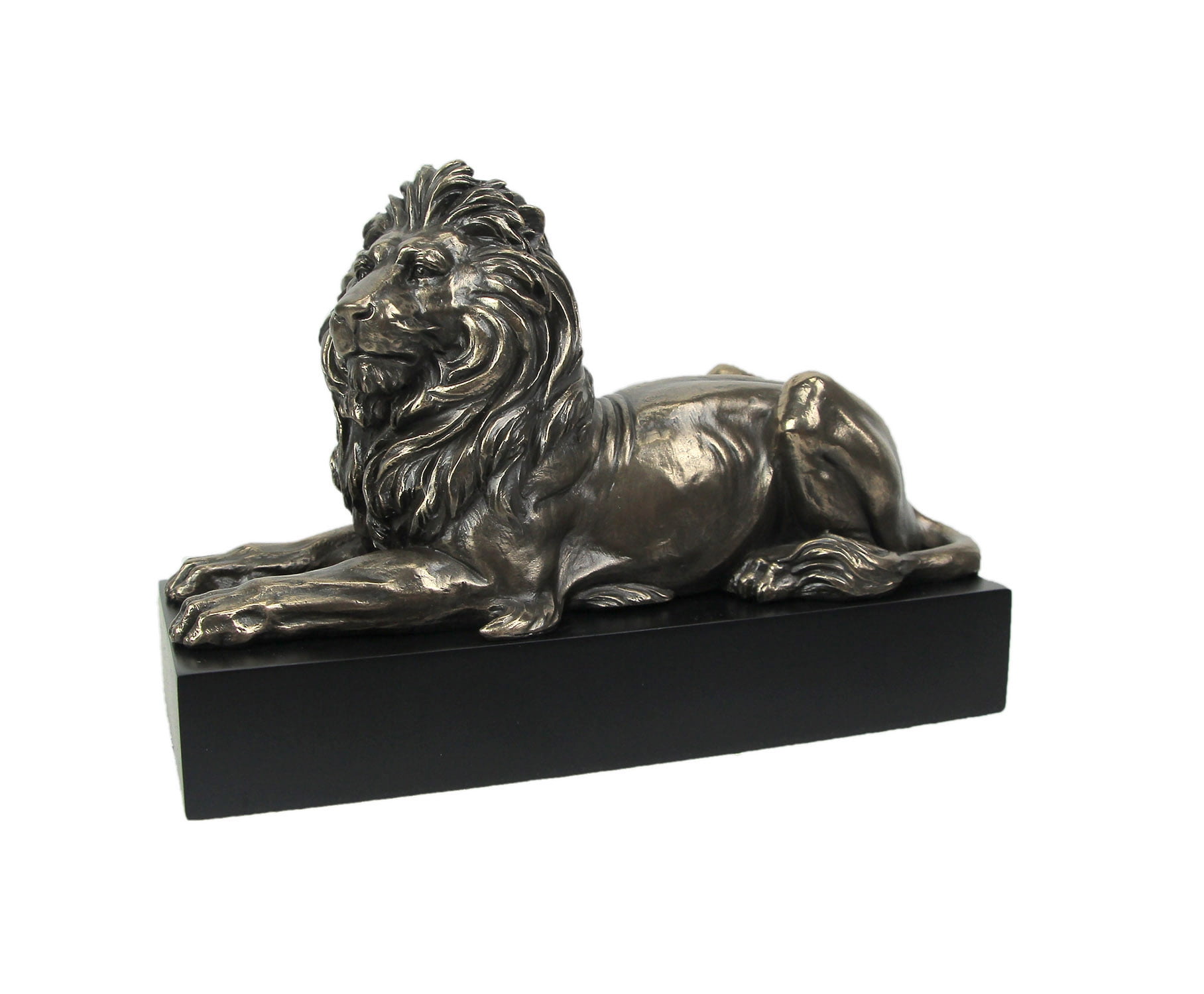 Majestic Bronze Lion Sculpture on Black Plinth