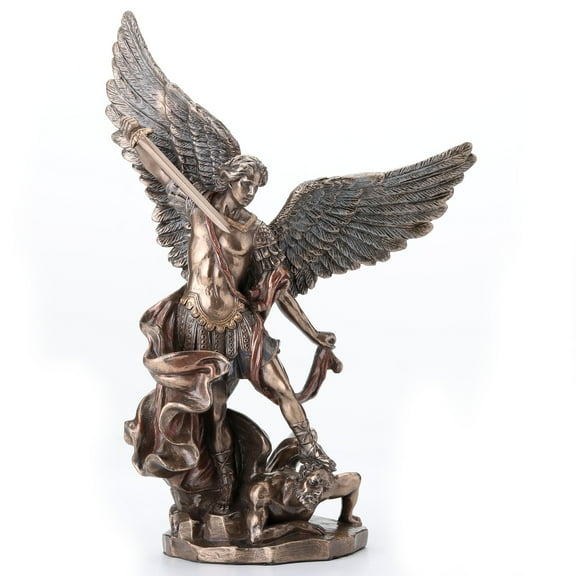 Unicorn Studios St. Michael Standing Over Demon With Sword Religious Sculpture 7 7/8" High