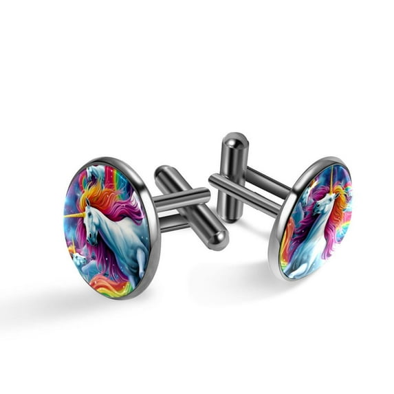 Unicorn Stylish Silver Jewelry Cufflink Sets Made of Stainless Steel for Formal Attire - Ideal for Weddings, Banquets, and Business Meetings