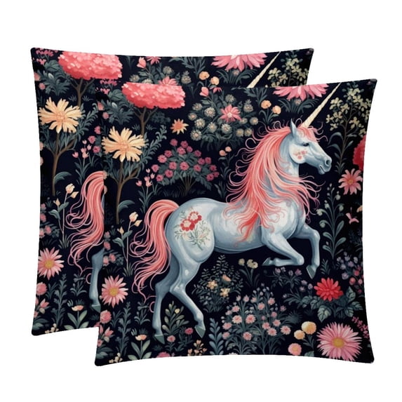 Unicorn Sumptuous Velvet Throw Pillow Covers Set of 2, Decorative Bed Pillow Cases with Unique Patterns for Home Decor, Sizes 16x16, 18x18, 20x20 Inches