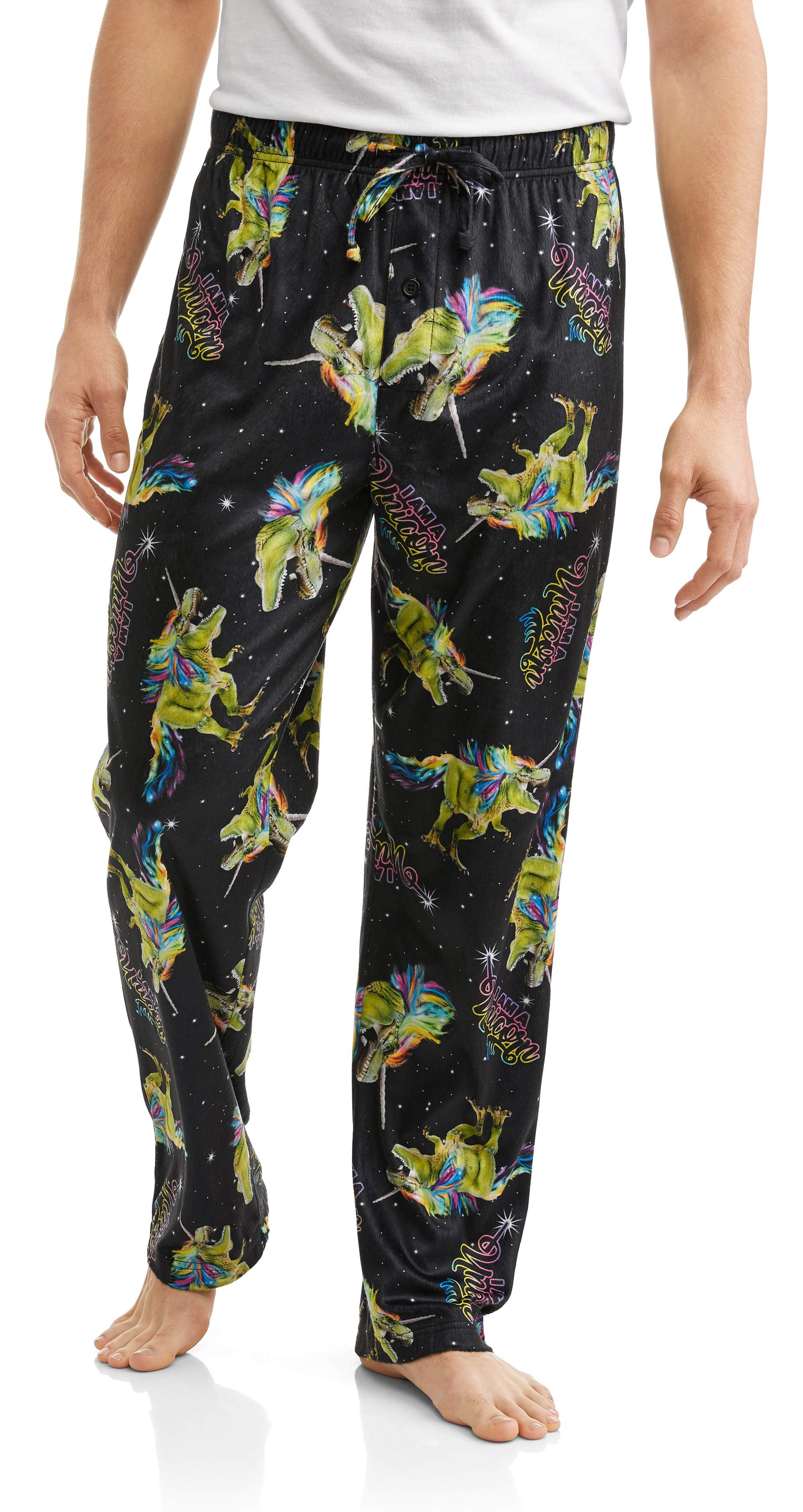 Unicorn T-Rex Men's Minky Fleece Pants, Up to Size 2XL 