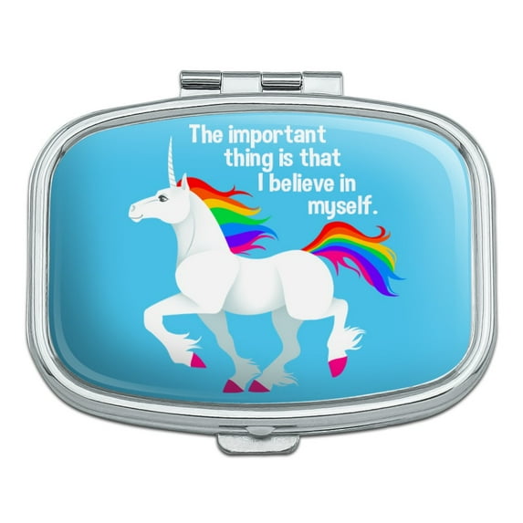 Unicorn The Important Thing is That I Believe in Myself Rectangle Pill Case Trinket Gift Box