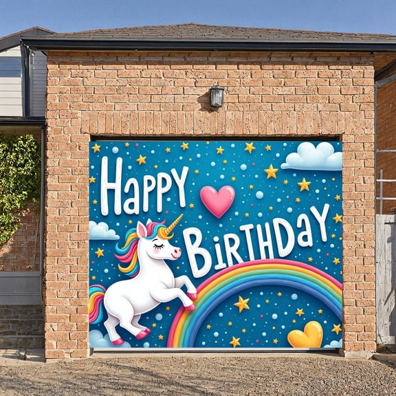 Unicorn Theme Banner Rainbow Design Magical Birthday Background Starry Pattern Colorful Style Kids Birthday Backdrop for Kids Birthday Party Girls Celebration Indoor Decoration