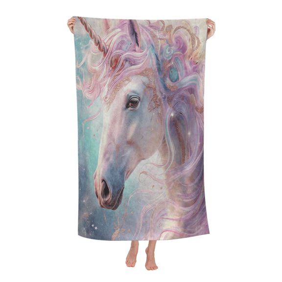 Unicorn Theme Bath Towel Soft and Highly Absorbent for Adults