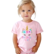 Unicorn Theme Birthday Girl Matching Family Party Shirt - Sold Individually Pink Shirt 12 Months