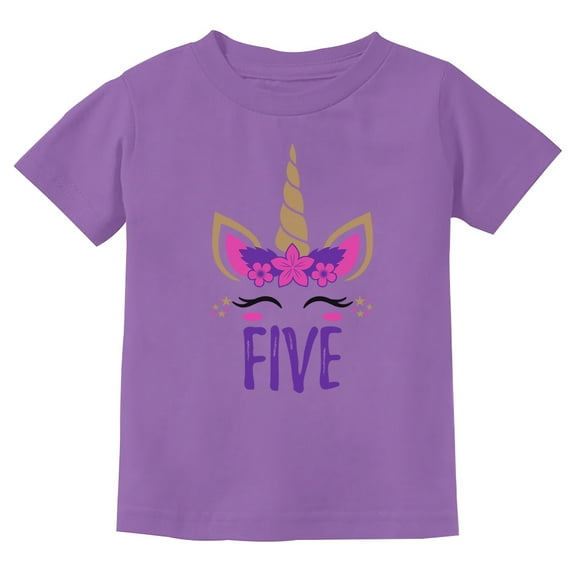 Unicorn Themed 5th Birthday T-Shirt for Girls: Fun & Comfy - Perfect Gift for Unicorn Loving Five Year Old Medium Violet