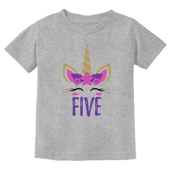 Unicorn Themed 5th Birthday T-Shirt for Girls: Fun & Comfy - Perfect Gift for Unicorn Loving Five Year Old Small Gray
