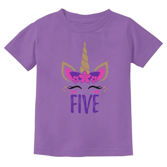Unicorn Themed 5th Birthday T-Shirt for Girls: Fun & Comfy - Perfect Gift for Unicorn Loving Five Year Old X-Large Violet