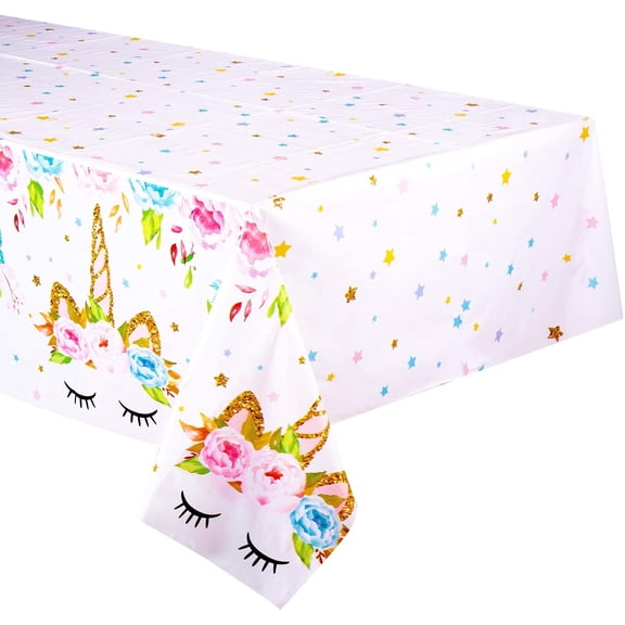 Unicorn Themed Birthday Party Plastic Tablecloth 53 By 90 Inches Disposable Table Cover For Girls Birthday Party And Baby Shower