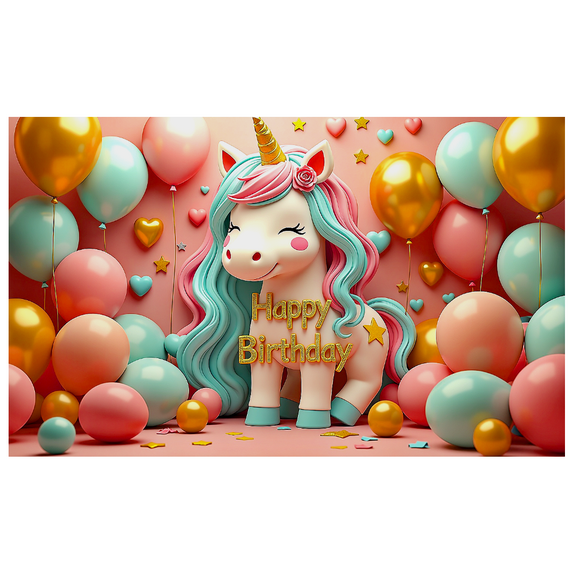 Unicorn Themed Happy Birthday Banner Party Decorations Backdrop for Birthday Parties Photography Props Kids Celebrations