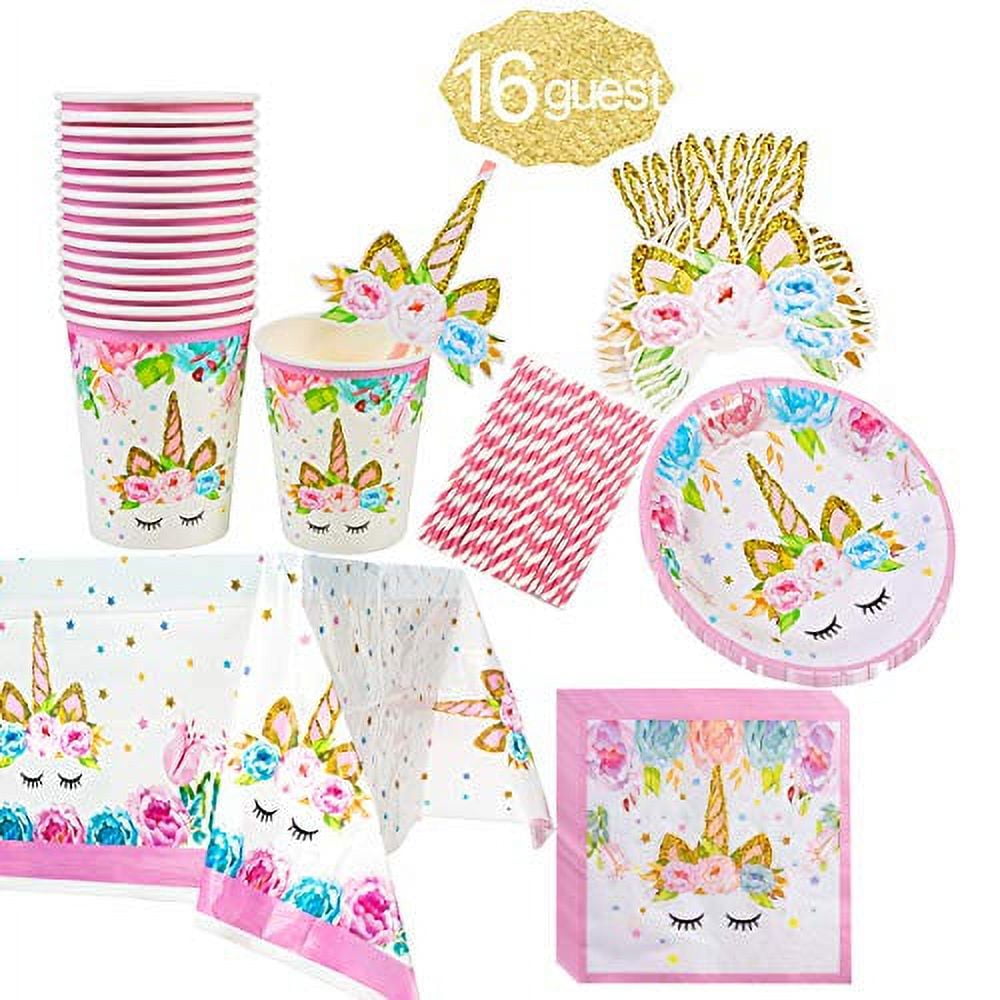 Ecozen Lifestyle Ultimate Unicorn Party Supplies and Plates for Girl Birthday | Best Value Unicorn Party Decorations Set for Creating Unicorn Theme