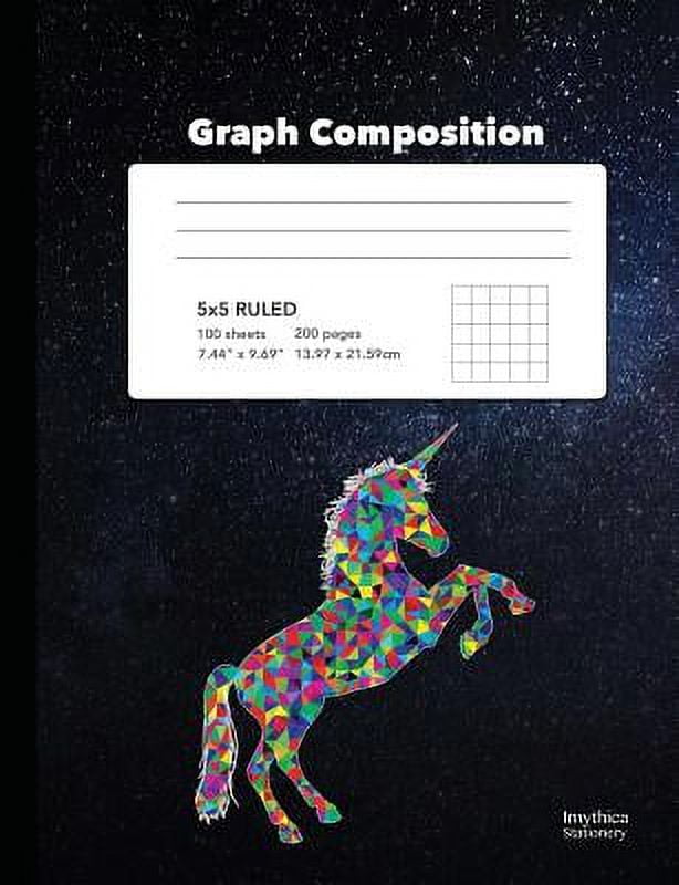 Unicorn Themed Squared Graph Paper Composition Book 5x5 (Paperback