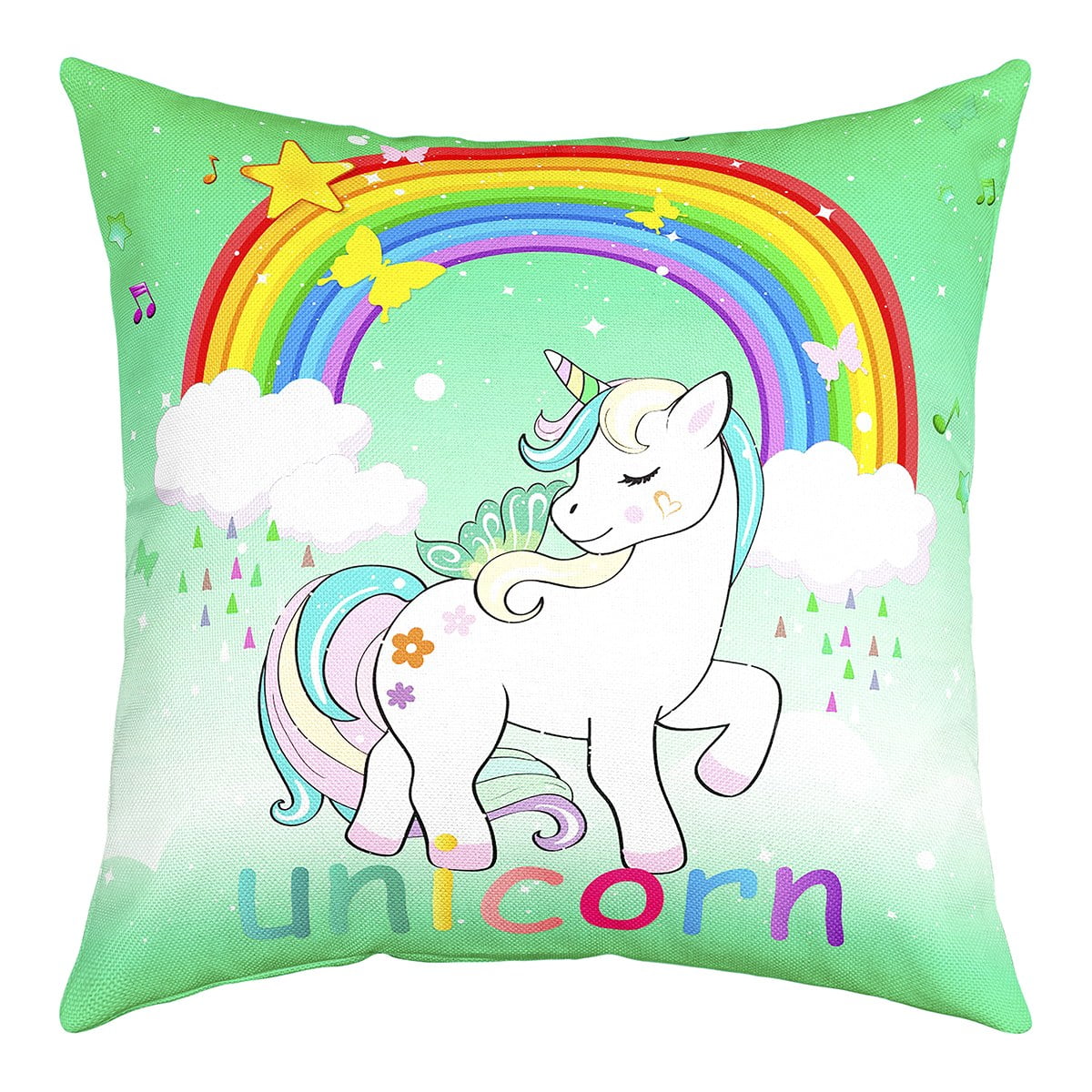 Unicorn Throw Pillow Cover , Kawaii Cute Unicorn Pillow Cover, Rainbow ...