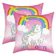 thumbnail image 1 of Unicorn Throw Pillow Covers 24x24 Inch Set of 2, Kawaii Rainbow Unicorn Pillow Covers for Sofa Bed Couch, Galaxy Stars Cushion Covers, White Horse Floral Decorative Square Pillow Cases, Pink, 1 of 5