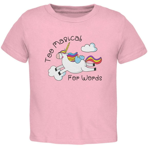 Unicorn Too Magical for Words Toddler T Shirt Light Pink 3T