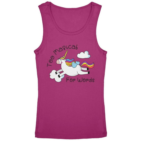 Unicorn Too Magical for Words Youth Girls Tank Top Bright Berry YLG