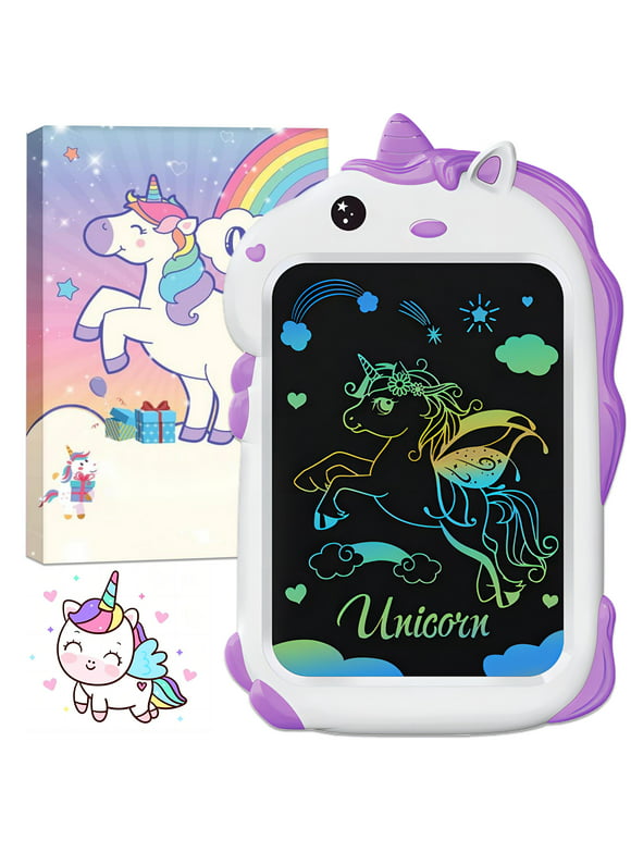 Unicorn Toys for Girls Gifts, LCD Writing Tablet for Kids 8.5" Drawing Board Toddler Toys for 1 2 3 4 5 6 7 8 Year Old Girl Light Doodle Pad Birthday Gift Idea Airplane Road Travel Essential, Purple