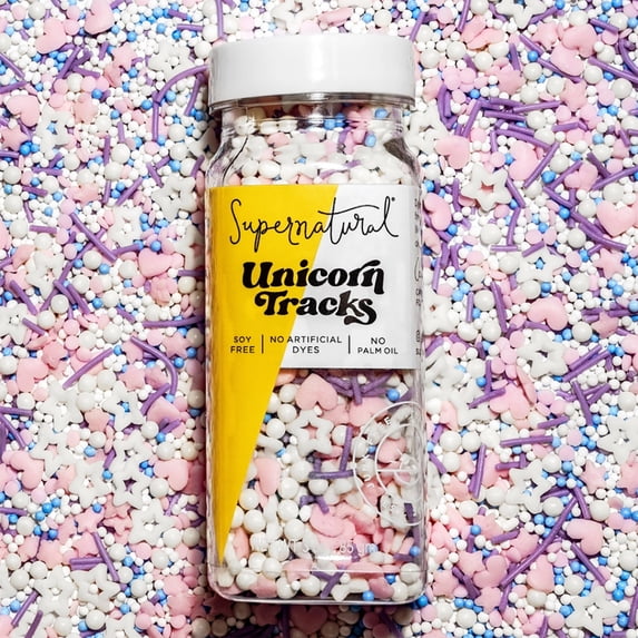 Unicorn Tracks Natural Confetti Sprinkles by Supernatural, No Artificial Dyes, Vegan, Gluten Free, 3oz, Unicorn Sprinkles