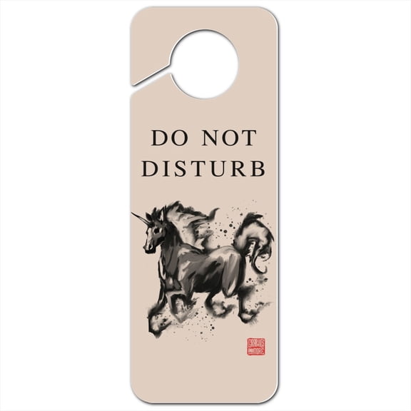 Unicorn Traditional Chinese Ink Painting Plastic Door Knob Hanger Sign