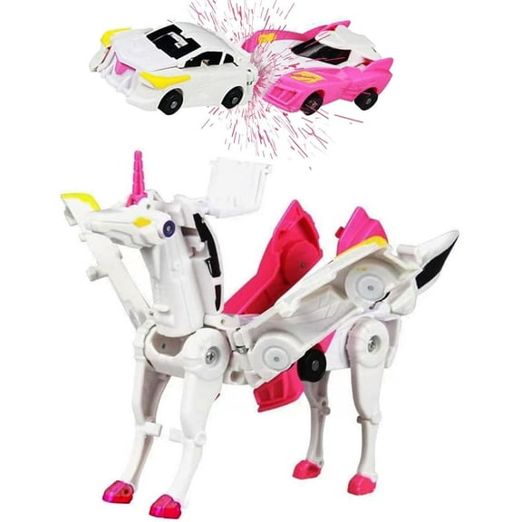 Unicorn Transforming Car,Transformation Toy with Collision Transforming Car for Unicorn Toys for Girls Ages 4-6 Party Gift for Birthday, Christmas Pink