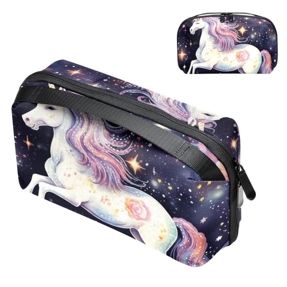 Unicorn Travel Case Oxford Cloth Waterproof Digital Pouch Organizer Case for Travel Leather Cord Organizer - 5.9x9.44x3.14 in