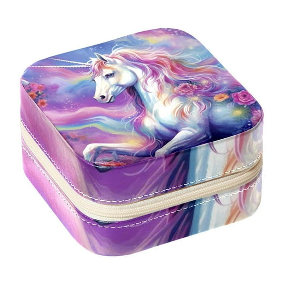 Unicorn Travel Portable Square Jewelry Box Earring Necklace Bracelet Organizer Storage Display Case Holder Stand Decorative Box Organize