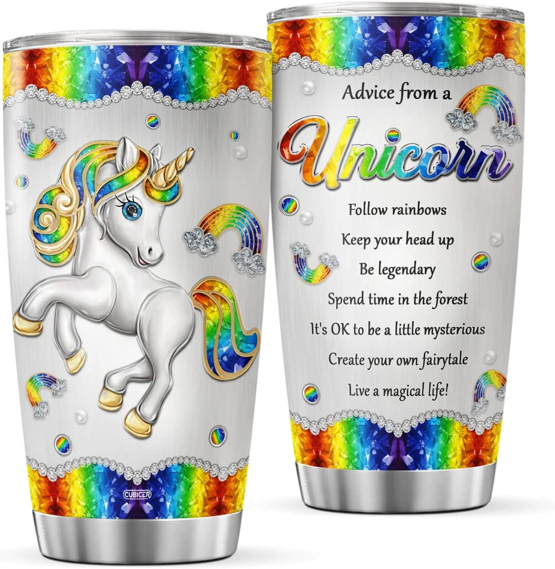 KLUBI Unicorn Gifts for Women - Travel Coffee Mug/Tumbler with Lid 20oz -  Funny Gift for Unicorn