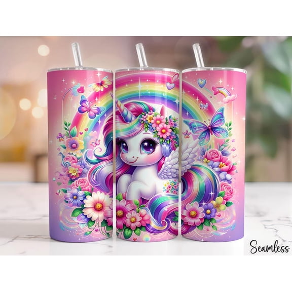 Unicorn Tumbler Wrap Png, Kids Tumbler 20oz Skinny Tumbler Sublimation Design, Rainbow Cute Unicorn Png, Girls Tumbler Png, Seamless