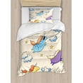 thumbnail image 1 of Unicorn Twin Size Duvet Cover Set, Pastel Colored Illustration of Several Flying Pony Baby Unicorns in the Air Artwork, Decorative 2 Piece Bedding Set with 1 Pillow Sham, Multi, by Ambesonne, 1 of 3