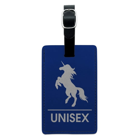 Unicorn Unisex Restroom Bathroom Washroom Sign Rectangle Leather Luggage Card Suitcase Carry-On ID Tag