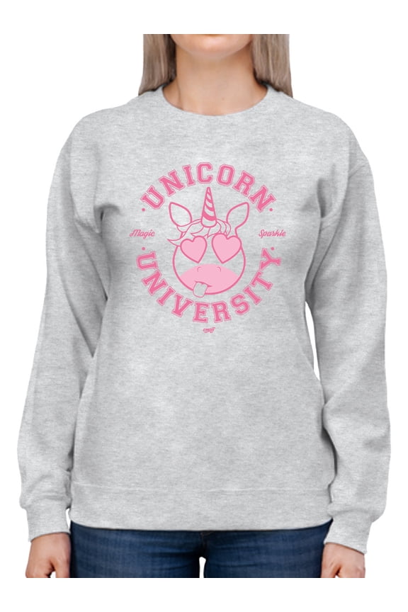 Unicorn University - Heart-Eyed Emoji Design Women's Sweatshirt