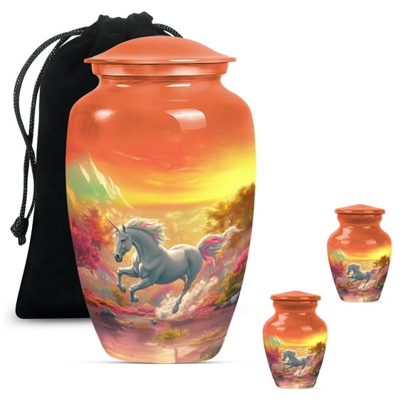 Unicorn Urn, cremation Urns for Human Ashes, Urn for Ashes, Keepsake Urns for Human Ashes, Urn for Ashes for Women, Large Urns for Human Ashes(Size - 10inch 1Pcs, 3inch 2Pcs)