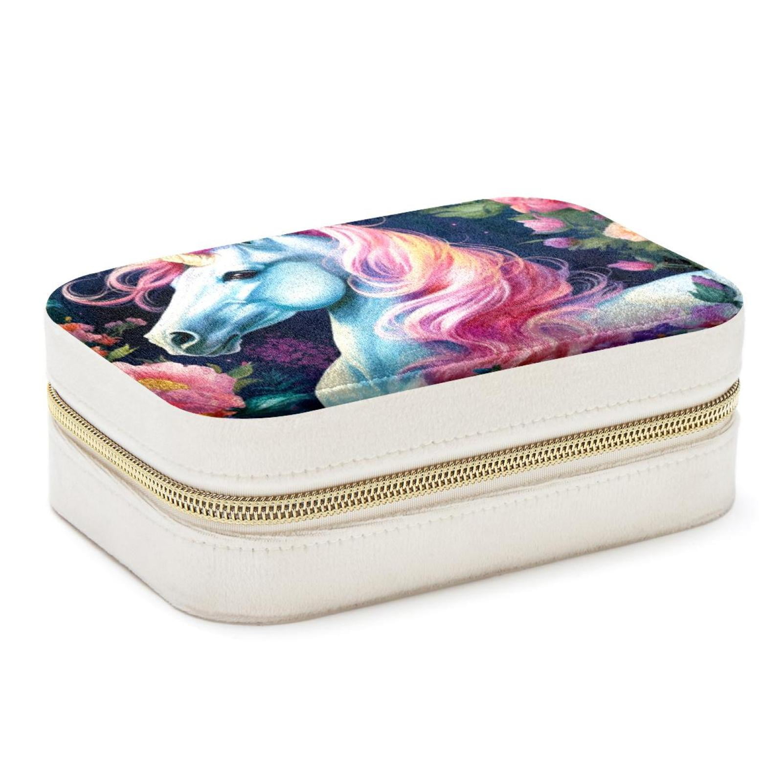Unicorn Velvet Portable Decorative Box with Removable Compartment ...