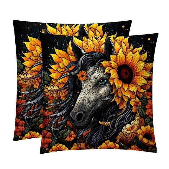 Unicorn Velvet Throw Covers Pillows with Unique Patterns - Set of 2 Decorative Pillow Inserts in 16x16, 18x18, 20x20 Inches for Home Decor and More