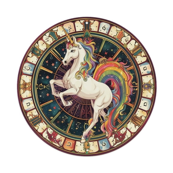 Unicorn Vintage Round Metal Tin Sign Nostalgic Metal Sign Home Decor for Bar Garden Kitchen Restaurant Garage 8x8 Inch