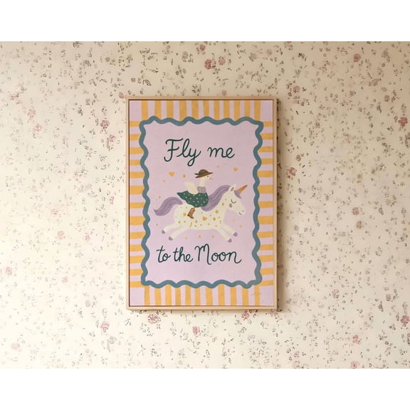 Unicorn Wall Art Nursery Decor Room Pastel Rainbow Girl Unframed Paper Print
