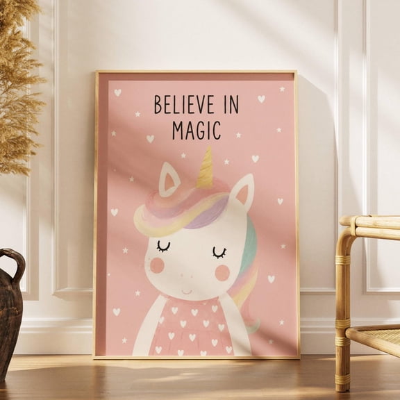 Unicorn Wall Art Print Believe In Magic Nursery Decor