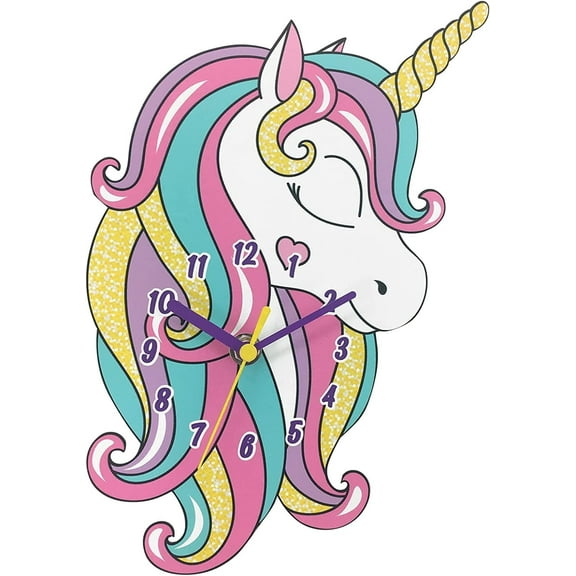 Unicorn Wall Clock, Colorful Metal Construction, Silent Quartz Movement