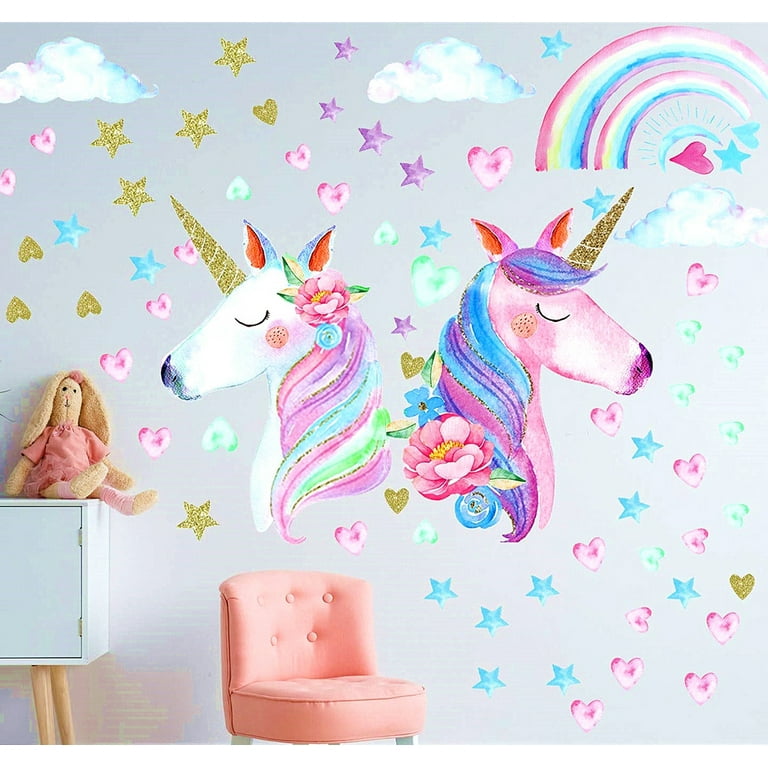 Unicorn Wall Decal, Confetti Wall Decal, Unicorn Wall Sticker, Personalized  Unicorn Head Wall Decal, Unicorn Pony Girls Room Decor Wall Art
