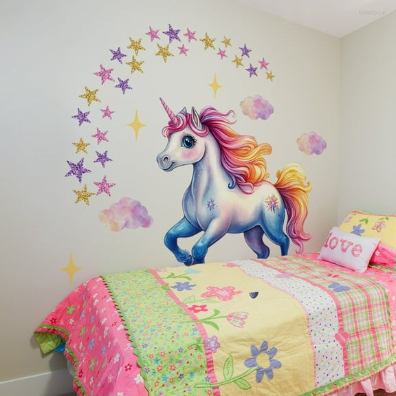 Unicorn Wall Decal,Unicorn wall stickers, horse stickers animal wall decals Stickers Children's Room Princess Decoration Wall Kids Room Decor Decals Bedroom for Girls