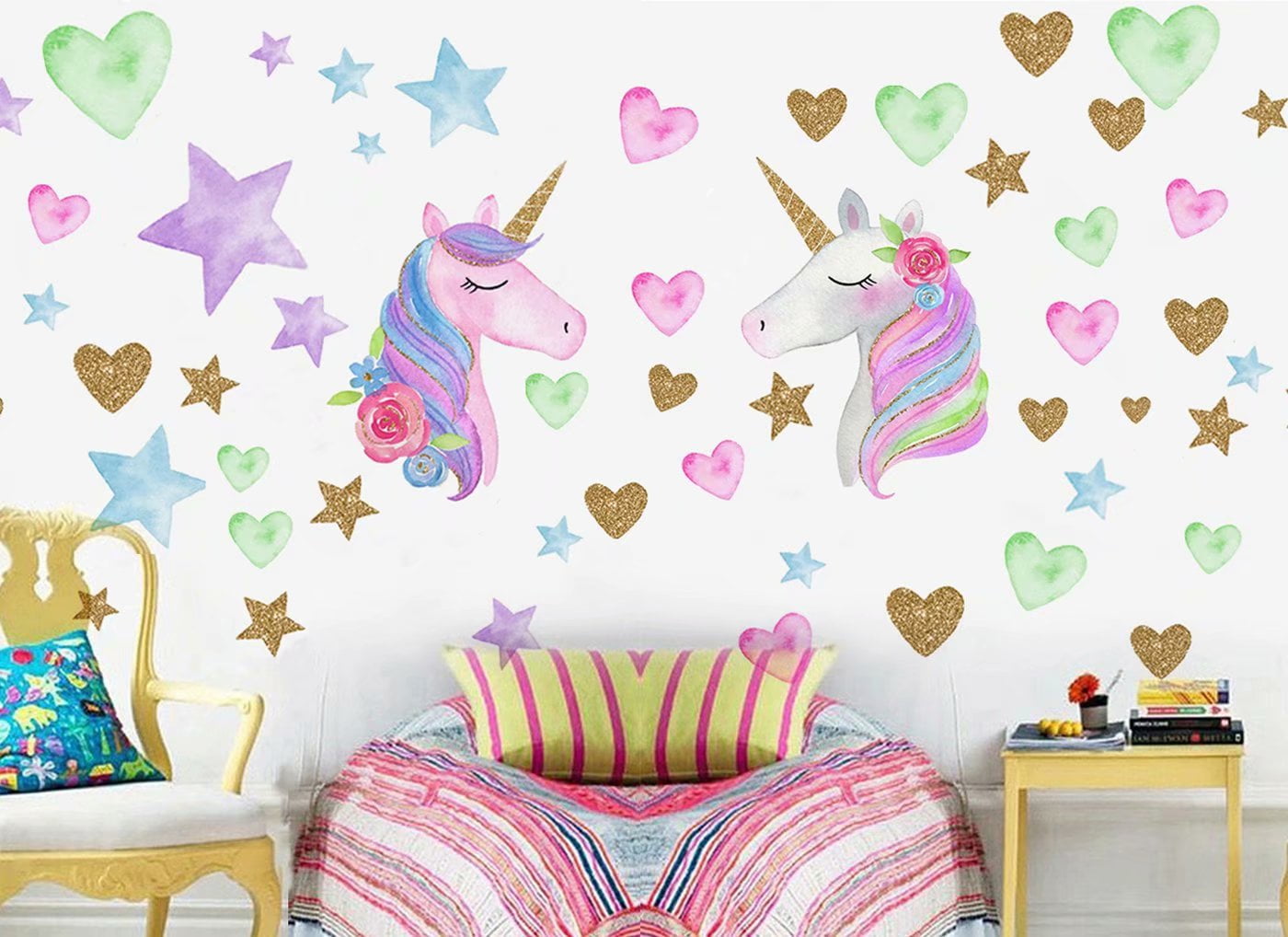 Unicorn Wall Decor for Bedroom, Removable Unicorn Wall Decals Stickers for Girls Boys Kids Cute Nursery Birthday Party Favor Child Birthday Graduation Christmas Gifts