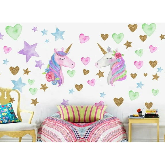 Unicorn Wall Decor for Bedroom, Removable Unicorn Wall Decals Stickers for Girls Boys Kids Cute Nursery Birthday Party Favor Child Birthday Graduation Christmas Gifts