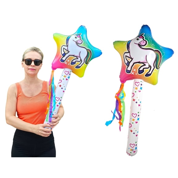 Unicorn Wand Inflate (1 Pack) (32 inch) Vinyl Pool Toy and Party Prop Carnival Prize Whimsical Design