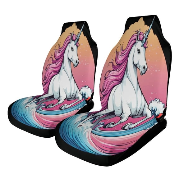 Unicorn Wave Fantasy Art Car Seat Covers Front Seats Universal Fit for Cars SUV Truck Auto Interior Accessories